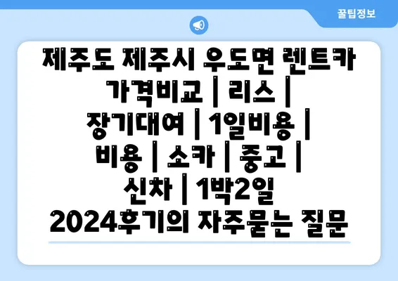 제주도 제주시 우도면 렌트카 가격비교 | 리스 | 장기대여 | 1일비용 | 비용 | 소카 | 중고 | 신차 | 1박2일 2024후기