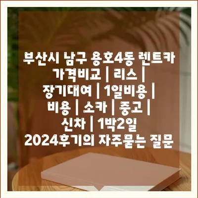 부산시 남구 용호4동 렌트카 가격비교 | 리스 | 장기대여 | 1일비용 | 비용 | 소카 | 중고 | 신차 | 1박2일 2024후기