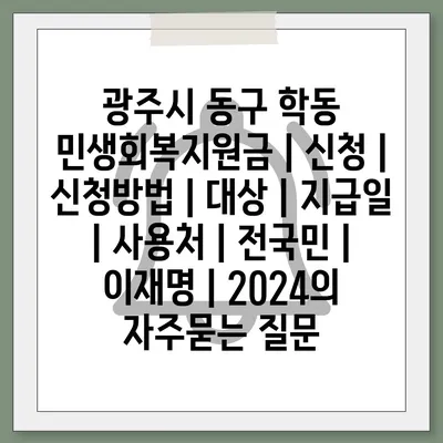 광주시 동구 학동 민생회복지원금 | 신청 | 신청방법 | 대상 | 지급일 | 사용처 | 전국민 | 이재명 | 2024