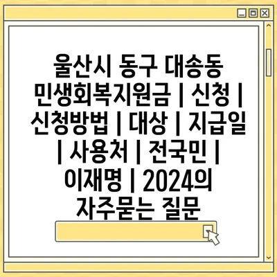 울산시 동구 대송동 민생회복지원금 | 신청 | 신청방법 | 대상 | 지급일 | 사용처 | 전국민 | 이재명 | 2024