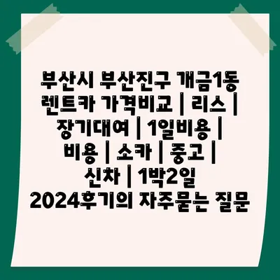 부산시 부산진구 개금1동 렌트카 가격비교 | 리스 | 장기대여 | 1일비용 | 비용 | 소카 | 중고 | 신차 | 1박2일 2024후기