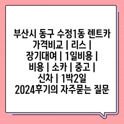 부산시 동구 수정1동 렌트카 가격비교 | 리스 | 장기대여 | 1일비용 | 비용 | 소카 | 중고 | 신차 | 1박2일 2024후기