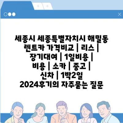 세종시 세종특별자치시 해밀동 렌트카 가격비교 | 리스 | 장기대여 | 1일비용 | 비용 | 소카 | 중고 | 신차 | 1박2일 2024후기