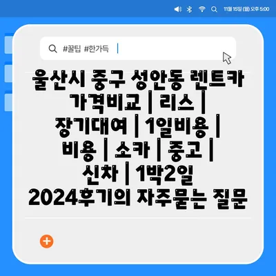 울산시 중구 성안동 렌트카 가격비교 | 리스 | 장기대여 | 1일비용 | 비용 | 소카 | 중고 | 신차 | 1박2일 2024후기