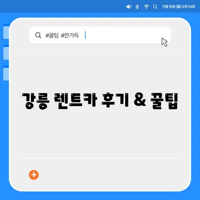 강원도 강릉시 강남동 렌트카 가격비교 | 리스 | 장기대여 | 1일비용 | 비용 | 소카 | 중고 | 신차 | 1박2일 2024후기