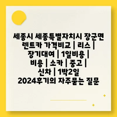 세종시 세종특별자치시 장군면 렌트카 가격비교 | 리스 | 장기대여 | 1일비용 | 비용 | 소카 | 중고 | 신차 | 1박2일 2024후기