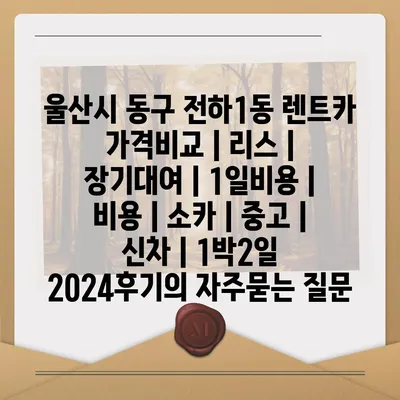 울산시 동구 전하1동 렌트카 가격비교 | 리스 | 장기대여 | 1일비용 | 비용 | 소카 | 중고 | 신차 | 1박2일 2024후기