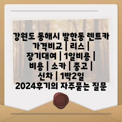 강원도 동해시 발한동 렌트카 가격비교 | 리스 | 장기대여 | 1일비용 | 비용 | 소카 | 중고 | 신차 | 1박2일 2024후기