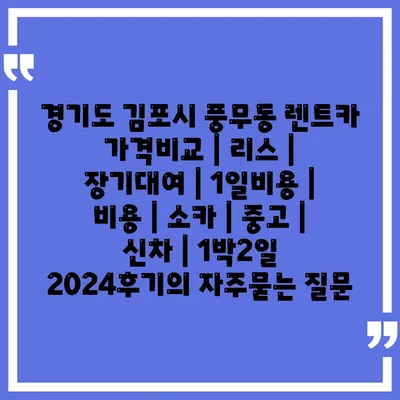 경기도 김포시 풍무동 렌트카 가격비교 | 리스 | 장기대여 | 1일비용 | 비용 | 소카 | 중고 | 신차 | 1박2일 2024후기