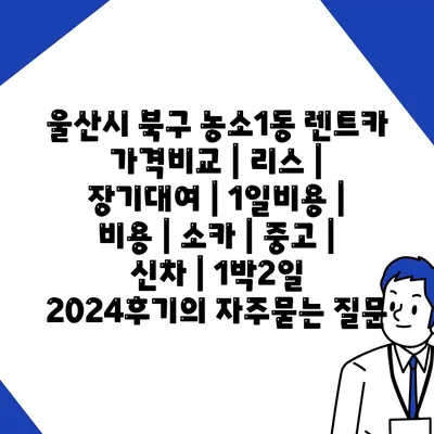 울산시 북구 농소1동 렌트카 가격비교 | 리스 | 장기대여 | 1일비용 | 비용 | 소카 | 중고 | 신차 | 1박2일 2024후기