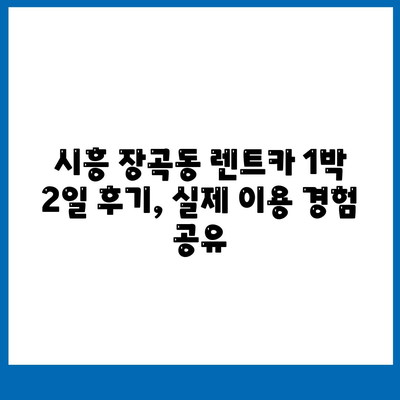 경기도 시흥시 장곡동 렌트카 가격비교 | 리스 | 장기대여 | 1일비용 | 비용 | 소카 | 중고 | 신차 | 1박2일 2024후기