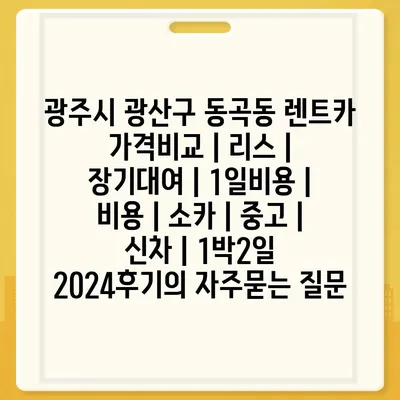 광주시 광산구 동곡동 렌트카 가격비교 | 리스 | 장기대여 | 1일비용 | 비용 | 소카 | 중고 | 신차 | 1박2일 2024후기