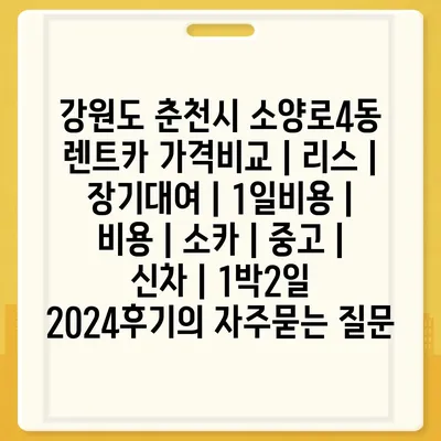 강원도 춘천시 소양로4동 렌트카 가격비교 | 리스 | 장기대여 | 1일비용 | 비용 | 소카 | 중고 | 신차 | 1박2일 2024후기