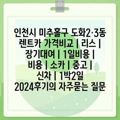 인천시 미추홀구 도화2·3동 렌트카 가격비교 | 리스 | 장기대여 | 1일비용 | 비용 | 소카 | 중고 | 신차 | 1박2일 2024후기