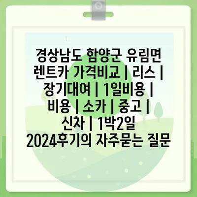 경상남도 함양군 유림면 렌트카 가격비교 | 리스 | 장기대여 | 1일비용 | 비용 | 소카 | 중고 | 신차 | 1박2일 2024후기