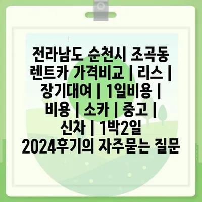 전라남도 순천시 조곡동 렌트카 가격비교 | 리스 | 장기대여 | 1일비용 | 비용 | 소카 | 중고 | 신차 | 1박2일 2024후기