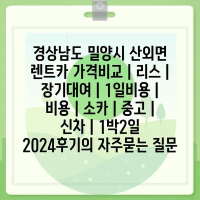 경상남도 밀양시 산외면 렌트카 가격비교 | 리스 | 장기대여 | 1일비용 | 비용 | 소카 | 중고 | 신차 | 1박2일 2024후기