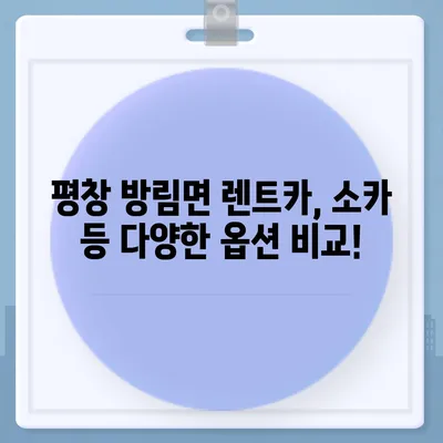 강원도 평창군 방림면 렌트카 가격비교 | 리스 | 장기대여 | 1일비용 | 비용 | 소카 | 중고 | 신차 | 1박2일 2024후기