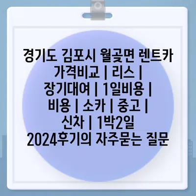 경기도 김포시 월곶면 렌트카 가격비교 | 리스 | 장기대여 | 1일비용 | 비용 | 소카 | 중고 | 신차 | 1박2일 2024후기