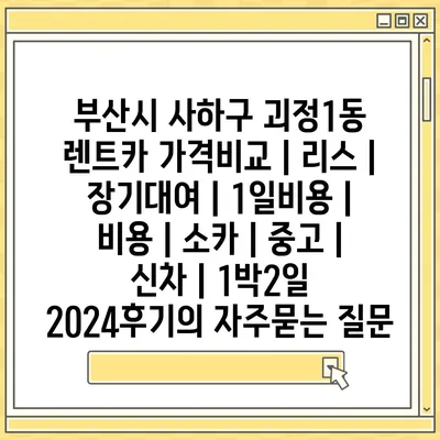 부산시 사하구 괴정1동 렌트카 가격비교 | 리스 | 장기대여 | 1일비용 | 비용 | 소카 | 중고 | 신차 | 1박2일 2024후기