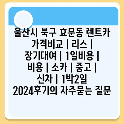 울산시 북구 효문동 렌트카 가격비교 | 리스 | 장기대여 | 1일비용 | 비용 | 소카 | 중고 | 신차 | 1박2일 2024후기