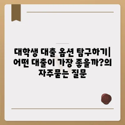 대학생 대출 옵션 탐구하기| 어떤 대출이 가장 좋을까?