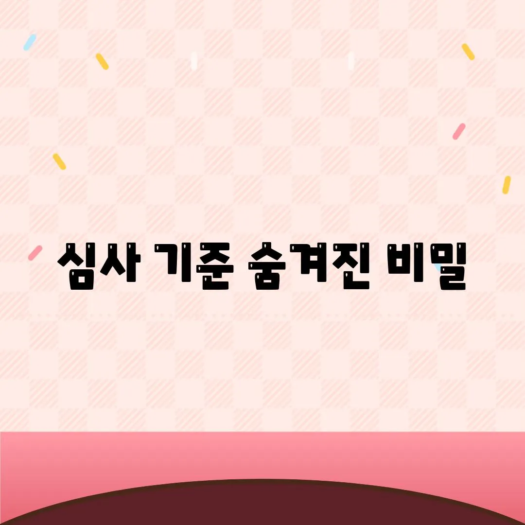 심사 기준 숨겨진 비밀