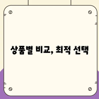 상품별 비교, 최적 선택