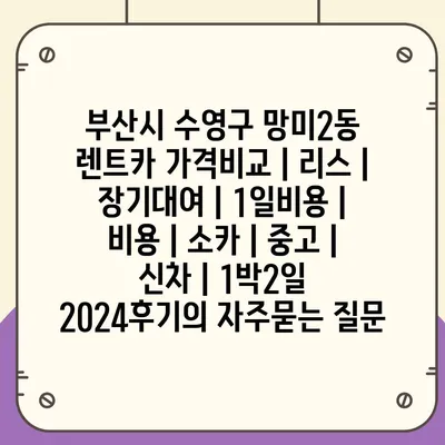 부산시 수영구 망미2동 렌트카 가격비교 | 리스 | 장기대여 | 1일비용 | 비용 | 소카 | 중고 | 신차 | 1박2일 2024후기