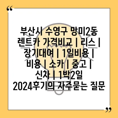 부산시 수영구 망미2동 렌트카 가격비교 | 리스 | 장기대여 | 1일비용 | 비용 | 소카 | 중고 | 신차 | 1박2일 2024후기