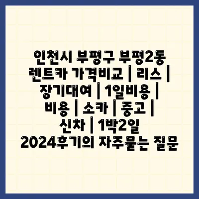 인천시 부평구 부평2동 렌트카 가격비교 | 리스 | 장기대여 | 1일비용 | 비용 | 소카 | 중고 | 신차 | 1박2일 2024후기