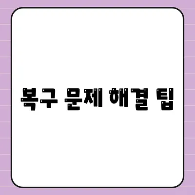 복구 문제 해결 팁