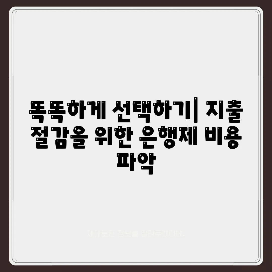 똑똑하게 선택하기| 지출 절감을 위한 은행제 비용 파악