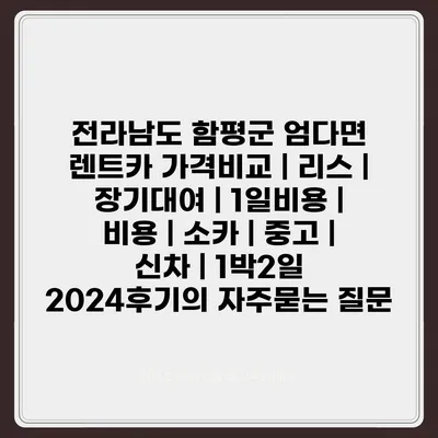 전라남도 함평군 엄다면 렌트카 가격비교 | 리스 | 장기대여 | 1일비용 | 비용 | 소카 | 중고 | 신차 | 1박2일 2024후기