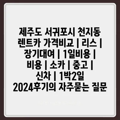 제주도 서귀포시 천지동 렌트카 가격비교 | 리스 | 장기대여 | 1일비용 | 비용 | 소카 | 중고 | 신차 | 1박2일 2024후기