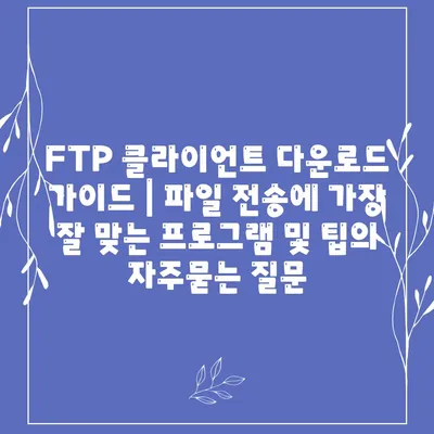 FTP 클라이언트 다운로드 가이드 | 파일 전송에 가장 잘 맞는 프로그램 및 팁