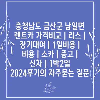 충청남도 금산군 남일면 렌트카 가격비교 | 리스 | 장기대여 | 1일비용 | 비용 | 소카 | 중고 | 신차 | 1박2일 2024후기