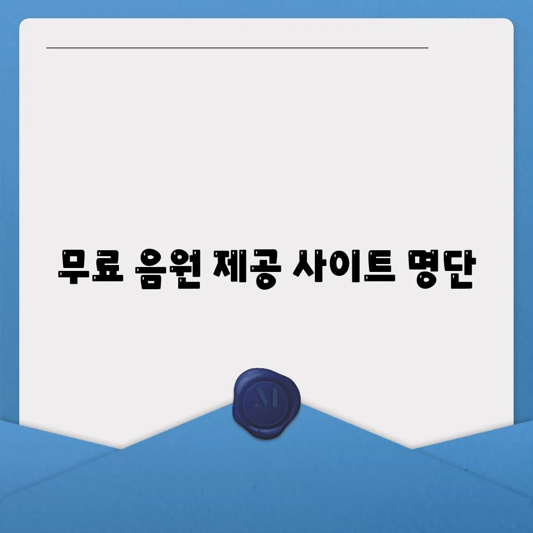 무료 음원 제공 사이트 명단