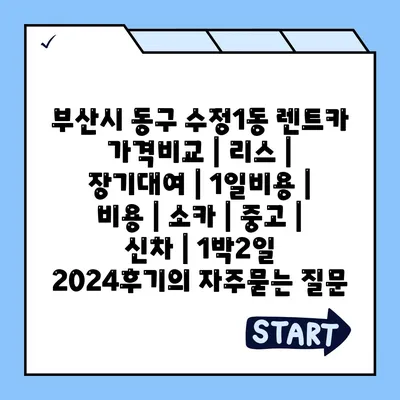 부산시 동구 수정1동 렌트카 가격비교 | 리스 | 장기대여 | 1일비용 | 비용 | 소카 | 중고 | 신차 | 1박2일 2024후기