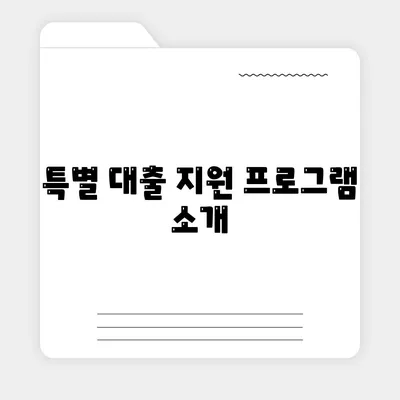 특별 대출 지원 프로그램 소개