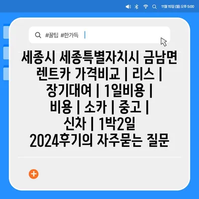 세종시 세종특별자치시 금남면 렌트카 가격비교 | 리스 | 장기대여 | 1일비용 | 비용 | 소카 | 중고 | 신차 | 1박2일 2024후기