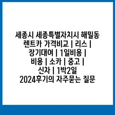 세종시 세종특별자치시 해밀동 렌트카 가격비교 | 리스 | 장기대여 | 1일비용 | 비용 | 소카 | 중고 | 신차 | 1박2일 2024후기