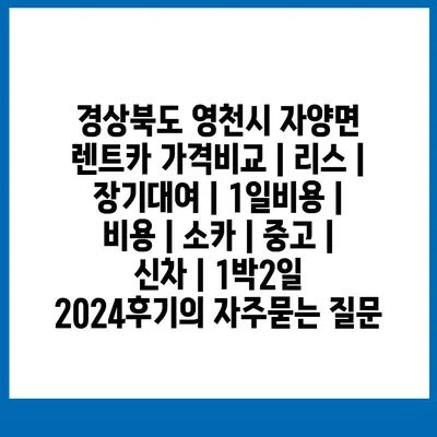 경상북도 영천시 자양면 렌트카 가격비교 | 리스 | 장기대여 | 1일비용 | 비용 | 소카 | 중고 | 신차 | 1박2일 2024후기