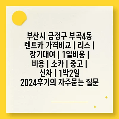 부산시 금정구 부곡4동 렌트카 가격비교 | 리스 | 장기대여 | 1일비용 | 비용 | 소카 | 중고 | 신차 | 1박2일 2024후기