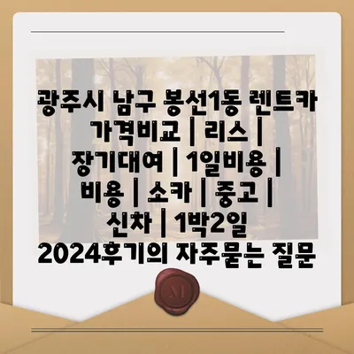 광주시 남구 봉선1동 렌트카 가격비교 | 리스 | 장기대여 | 1일비용 | 비용 | 소카 | 중고 | 신차 | 1박2일 2024후기