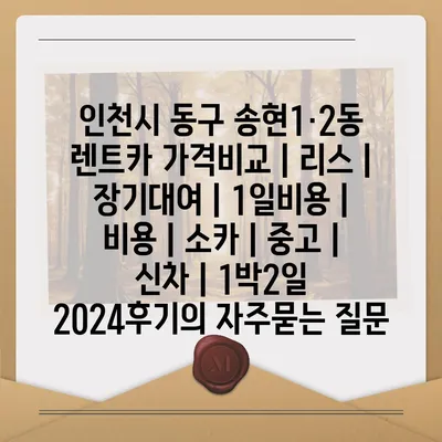 인천시 동구 송현1·2동 렌트카 가격비교 | 리스 | 장기대여 | 1일비용 | 비용 | 소카 | 중고 | 신차 | 1박2일 2024후기