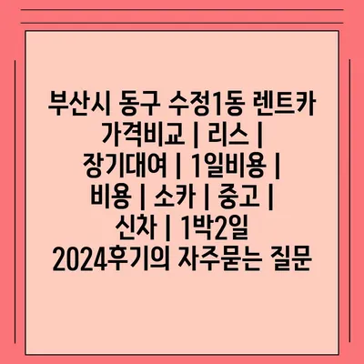 부산시 동구 수정1동 렌트카 가격비교 | 리스 | 장기대여 | 1일비용 | 비용 | 소카 | 중고 | 신차 | 1박2일 2024후기