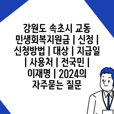 강원도 속초시 교동 민생회복지원금 | 신청 | 신청방법 | 대상 | 지급일 | 사용처 | 전국민 | 이재명 | 2024