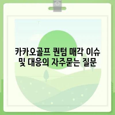 카카오골프 퀀텀 매각 이슈 및 대응