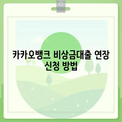 카카오뱅크 비상금대출 연장